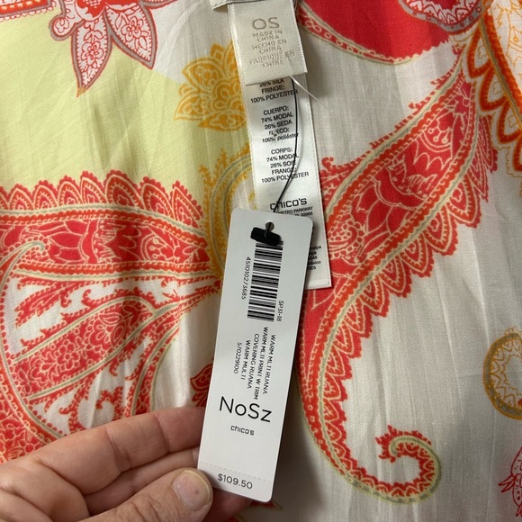 Chico's Warm Multi-Color Paisley Ruana nwt - Picture 6 of 8